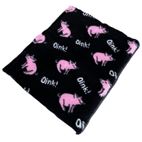 Pawstrading™ Premium PIG Oink BLACK Anti-Slip Backed Veterinary Fleece Bedding Vet Bed