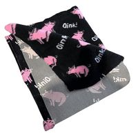 Pawstrading™ Premium PIG Oink BLACK Anti-Slip Backed Veterinary Fleece Bedding Vet Bed