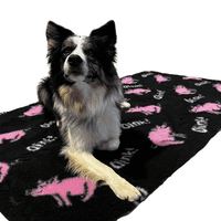 Pawstrading™ Premium PIG Oink BLACK Anti-Slip Backed Veterinary Fleece Bedding Vet Bed