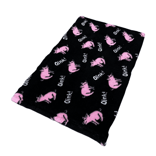 Pawstrading™ Premium PIG Oink BLACK Anti-Slip Backed Veterinary Fleece Bedding Vet Bed
