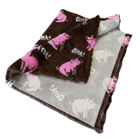 Pawstrading™ Premium PIG Oink BROWN Anti-Slip Backed Veterinary Fleece Bedding Vet Bed
