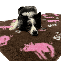 Pawstrading™ Premium PIG Oink BROWN Anti-Slip Backed Veterinary Fleece Bedding Vet Bed
