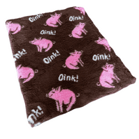 Pawstrading™ Premium PIG Oink BROWN Anti-Slip Backed Veterinary Fleece Bedding Vet Bed