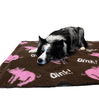 Pawstrading™ Premium PIG Oink BROWN Anti-Slip Backed Veterinary Fleece Bedding Vet Bed