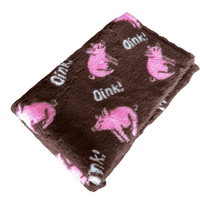 Pawstrading™ Premium PIG Oink BROWN Anti-Slip Backed Veterinary Fleece Bedding Vet Bed