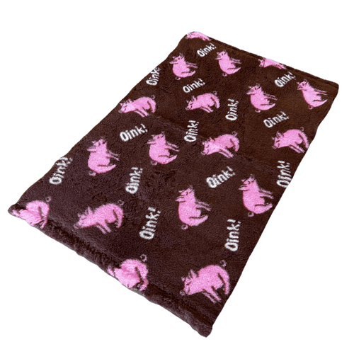 Pawstrading™ Premium PIG Oink BROWN Anti-Slip Backed Veterinary Fleece Bedding Vet Bed