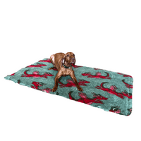 Pawstrading™ Premium RED DRAGON + GREEN Malb Anti-Slip Backed Veterinary Fleece Bedding Vet Bed