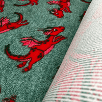 Pawstrading™ Premium RED DRAGON + GREEN Malb Anti-Slip Backed Veterinary Fleece Bedding Vet Bed