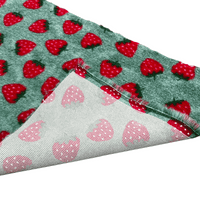 Pawstrading™ Premium SRAWBERRY Design Red Green Anti-Slip Backed Veterinary Vet Bedding Fleece Bed