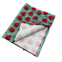 Pawstrading™ Premium SRAWBERRY Design Red Green Anti-Slip Backed Veterinary Vet Bedding Fleece Bed