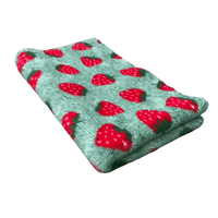 Pawstrading™ Premium SRAWBERRY Design Red Green Anti-Slip Backed Veterinary Vet Bedding Fleece Bed