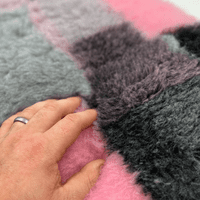 Pawstrading™ Rubber Backed Veterinary Fleece Bedding Dog Vet Bed / Mat Grey with PINK PATCHWORK