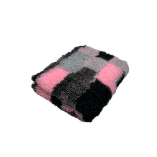 Pawstrading™ Rubber Backed Veterinary Fleece Bedding Dog Vet Bed / Mat Grey with PINK PATCHWORK