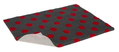 Petlife Non-Slip Contemporary Living Bedding in Charcoal/Red Polka Dot Vetbed® Dog Bed / Mat