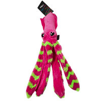 Squid Soft Plush Dog Toy Under Sea Animal Crinkle Squeaky Bright Colourful Plush