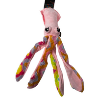 Squid Soft Plush Dog Toy Under Sea Animal Crinkle Squeaky Bright Colourful Plush