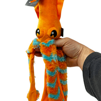 Squid Soft Plush Dog Toy Under Sea Animal Crinkle Squeaky Bright Colourful Plush
