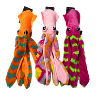 Squid Soft Plush Dog Toy Under Sea Animal Crinkle Squeaky Bright Colourful Plush