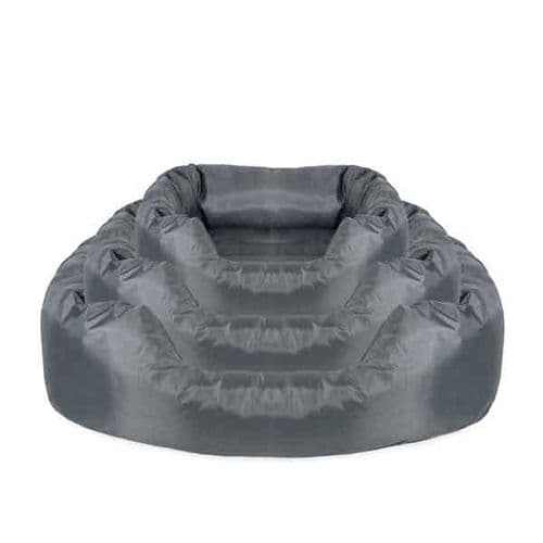 Water Resistant Oxford Oval Dog Bed Grey Side Removeable Middle 40 Winks