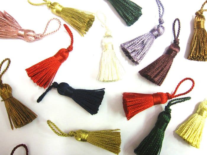 10 Mini craft tassels Small 3.5cm + 2cm loop long decorative Key cushion tassel