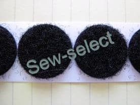 10 pairs of Black Hook and Loop adhesive dots coins Strong large 22mm diameter sticky