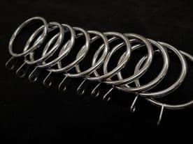 10 Silver Chrome Curtain Pole Rings - for 28mm - Metal rod ring and eye hooks
