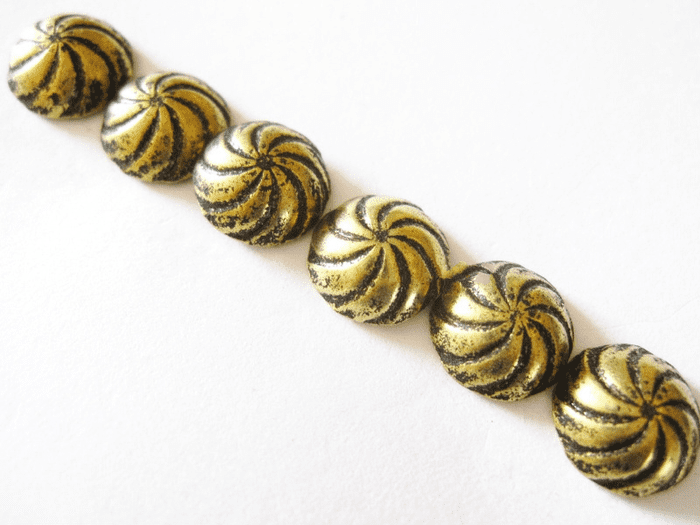 100 ASTER SWIRL UPHOLSTERY NAILS BRASS FURNITURE STUDS
