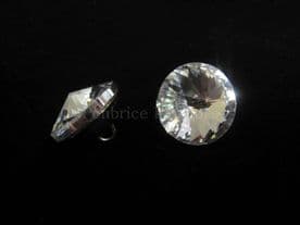 100 clear glass crystal buttons - 25mm diameter Upholstery sewing trim trimming