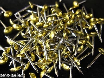 1000 small 6mm NON RUST - UPHOLSTERY NAILS FURNITURE STUDS - SOLID BRASS R5 Pins