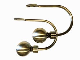 2 Antique Brass Ball Curtain Holdbacks Arm Hold Backs Metal Fabric Drape Ties