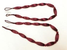 2 Aubergine Curtain Bead Rope Tie Backs Pimlico HB660/AUB Pair Fabric Tieback