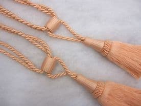 2 Baby pink curtain tassel tie backs Traditional rope & tassle cord tiebacks