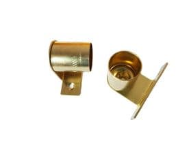 2 Brass Cranked Curtain Rod Recess Brackets 20mm Pole Support Brackets Net Voile