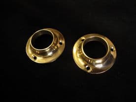 2 Brass Recess Pole Sockets Brackets 26mm Curtain Wardrobe Rail Supports