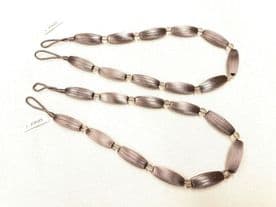 2 Brown Curtain Bead Rope Tie Backs Pimlico HB660/CHA Pair Fabric Drape Tiebacks