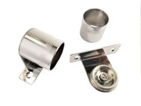 2 Chrome Cranked Curtain Rod Recess Brackets 25mm Pole Support Brackets Sockets