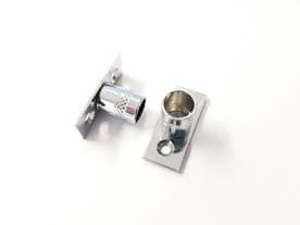 2 Chrome Curtain Rod Recess Brackets 10mm Pole Support Brackets Net Voile Socket