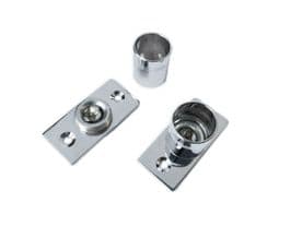 2 Chrome Curtain Rod Recess Brackets 16mm Pole Support Brackets Net Voile Socket