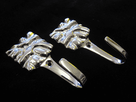 2 chrome Sandune nickel curtain tassel hooks door coat hook