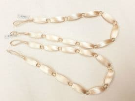 2 Cream Curtain Bead Rope Tie Backs Pimlico HB660/CRE Pair Fabric Drape Tiebacks
