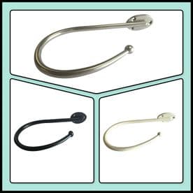 2 Curtain Holdbacks Metal Hold Back Fabric Drape Holders Black Cream Matt Nickel