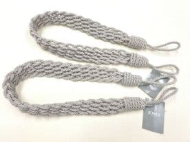2 Curtain Tiebacks Heather Grey Artisan Plaited Tie-Backs Jones Interiors Ties