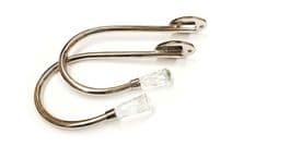 2 Decorative Curtain Holdbacks in Chrome Silver Hold Backs Glass Crystal Finial