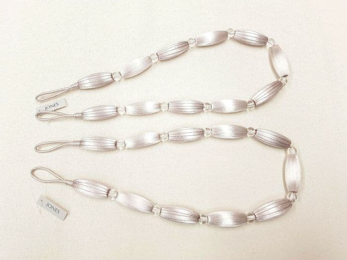 2 Dove Grey Curtain Bead Rope Tie Backs Pimlico HB660/DG Pair FabricTiebacks