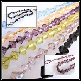 2 Gem Curtain Beaded Tie Backs - 65cm Embrace - Rope bead designer tiebacks ties