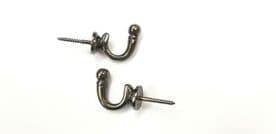 2 Gunmetal Black Curtain Tassel Hooks - Ball Tie Back Wall Hooks SOLID STRONG