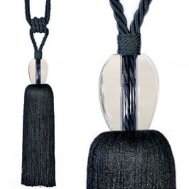 2 Henley Glass Curtain Tiebacks Black Traditional Tie Backs With Glass Detail