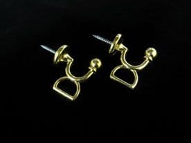 2 Hotel Security Brass Ball Curtain Tassel Tie Back Hooks Traditional Brassware