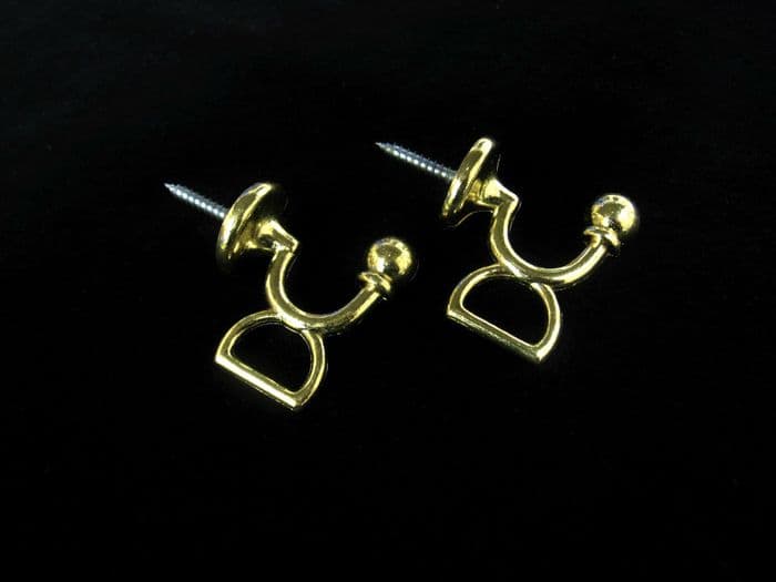 2 Hotel Security Brass Ball Curtain Tassel Tie Back Hooks Traditional Brassware