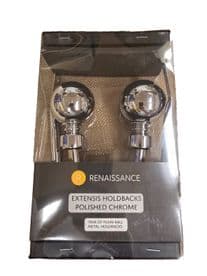 2 Large Chrome Ball Curtain Holdbacks 18cm x 15cm Hold Back Arms
